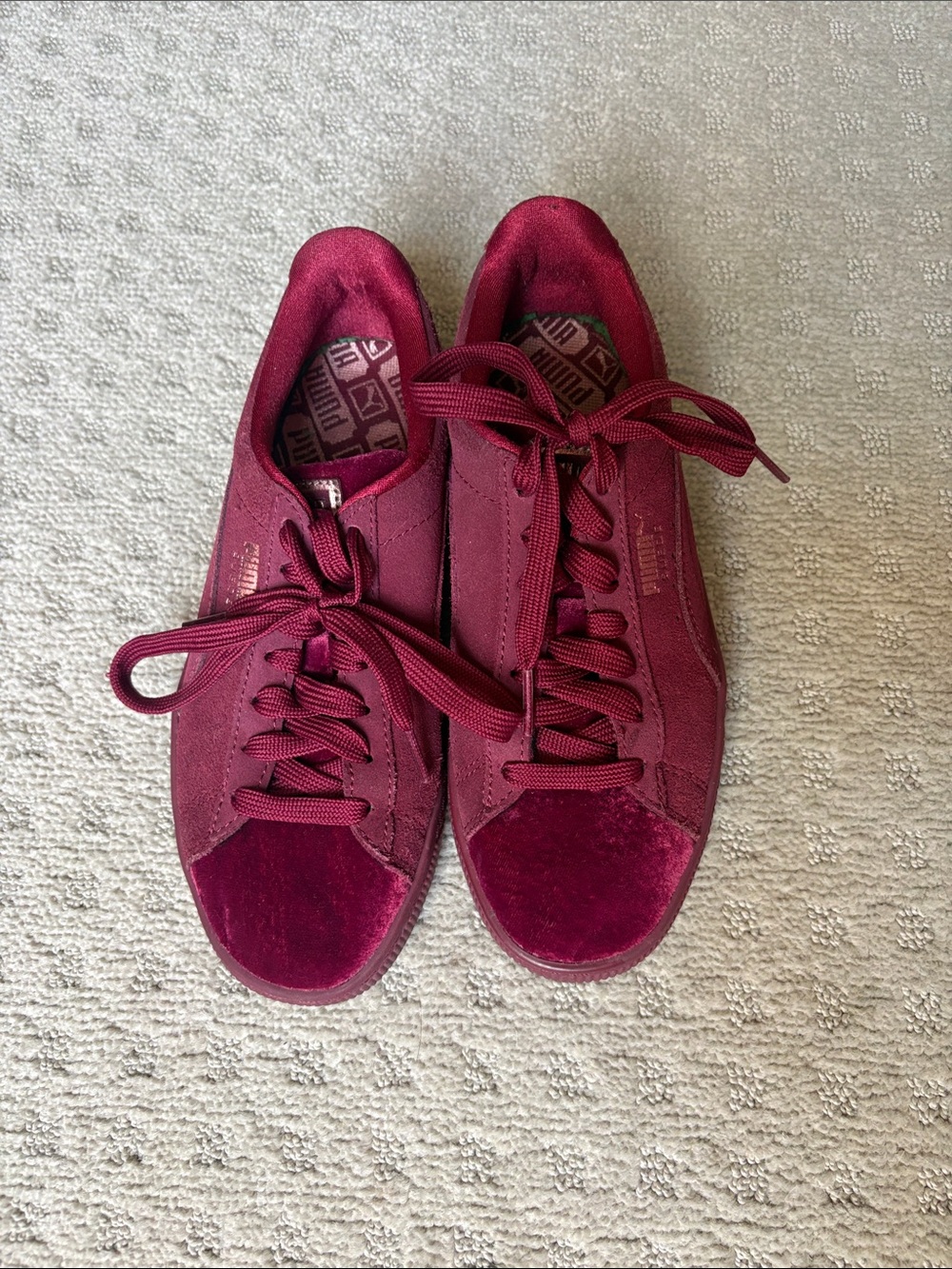 Puma Suede Low-Top Sneakers in Burgundy Wine